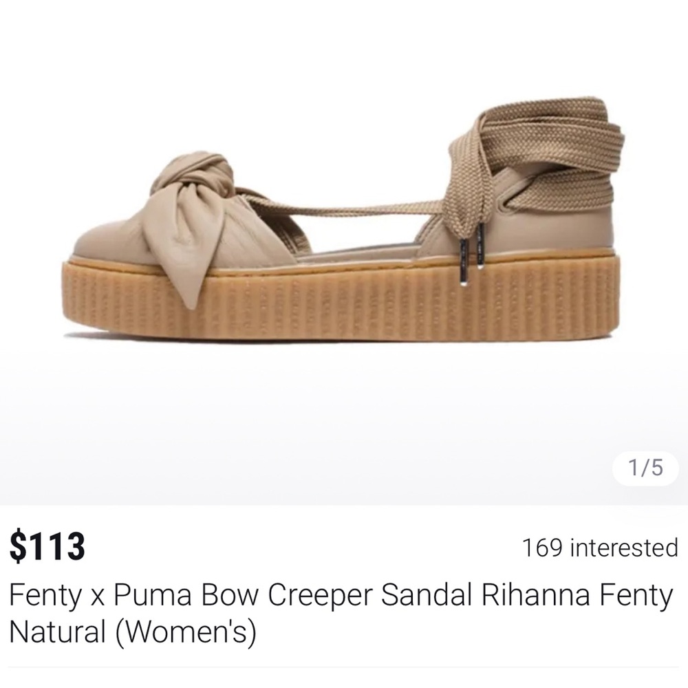 Fenty x Puma Bow Creeper Sandal Rihanna Fenty Natural Sz 8
